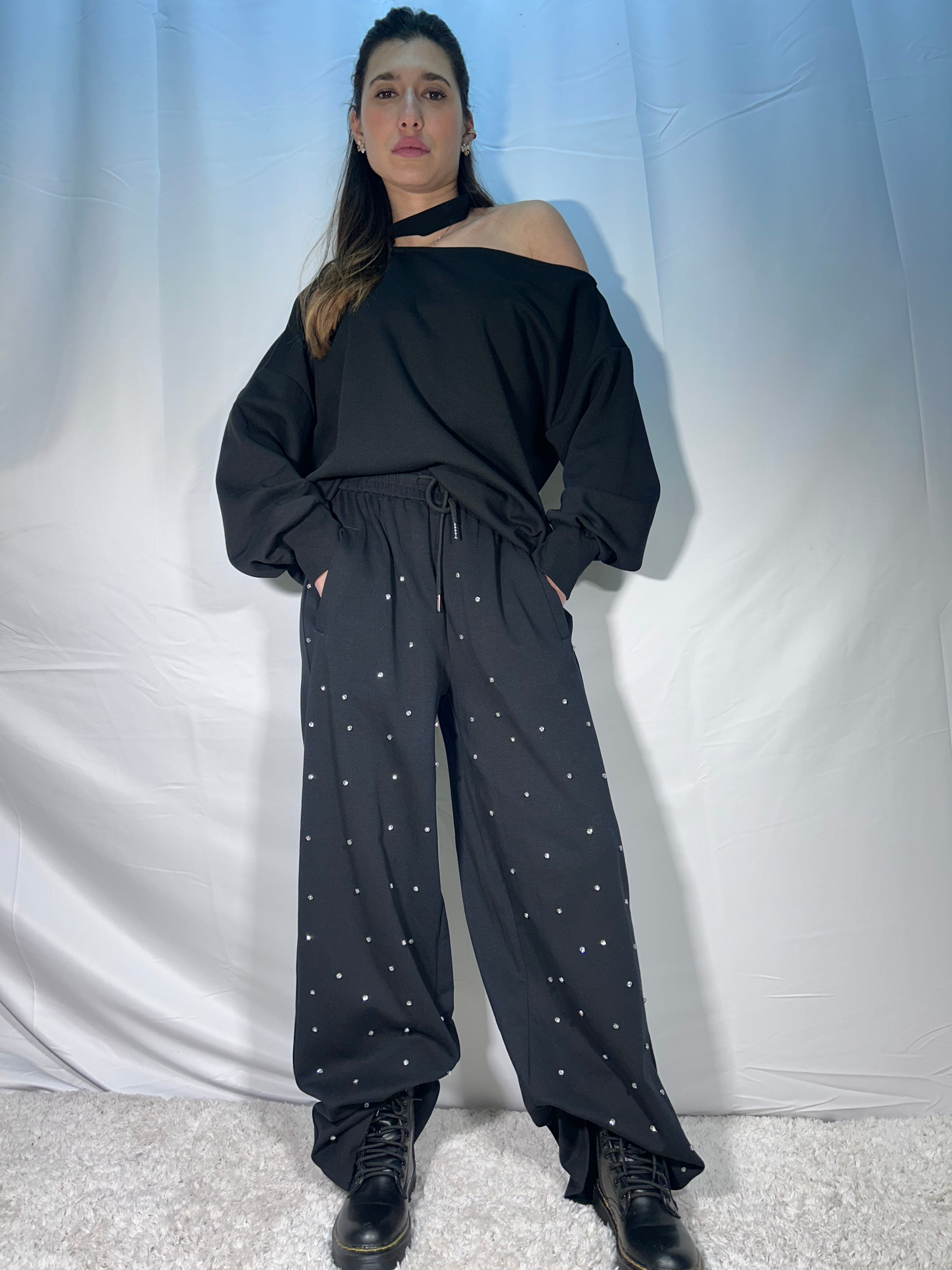 Pantalone con applicazioni Lumina