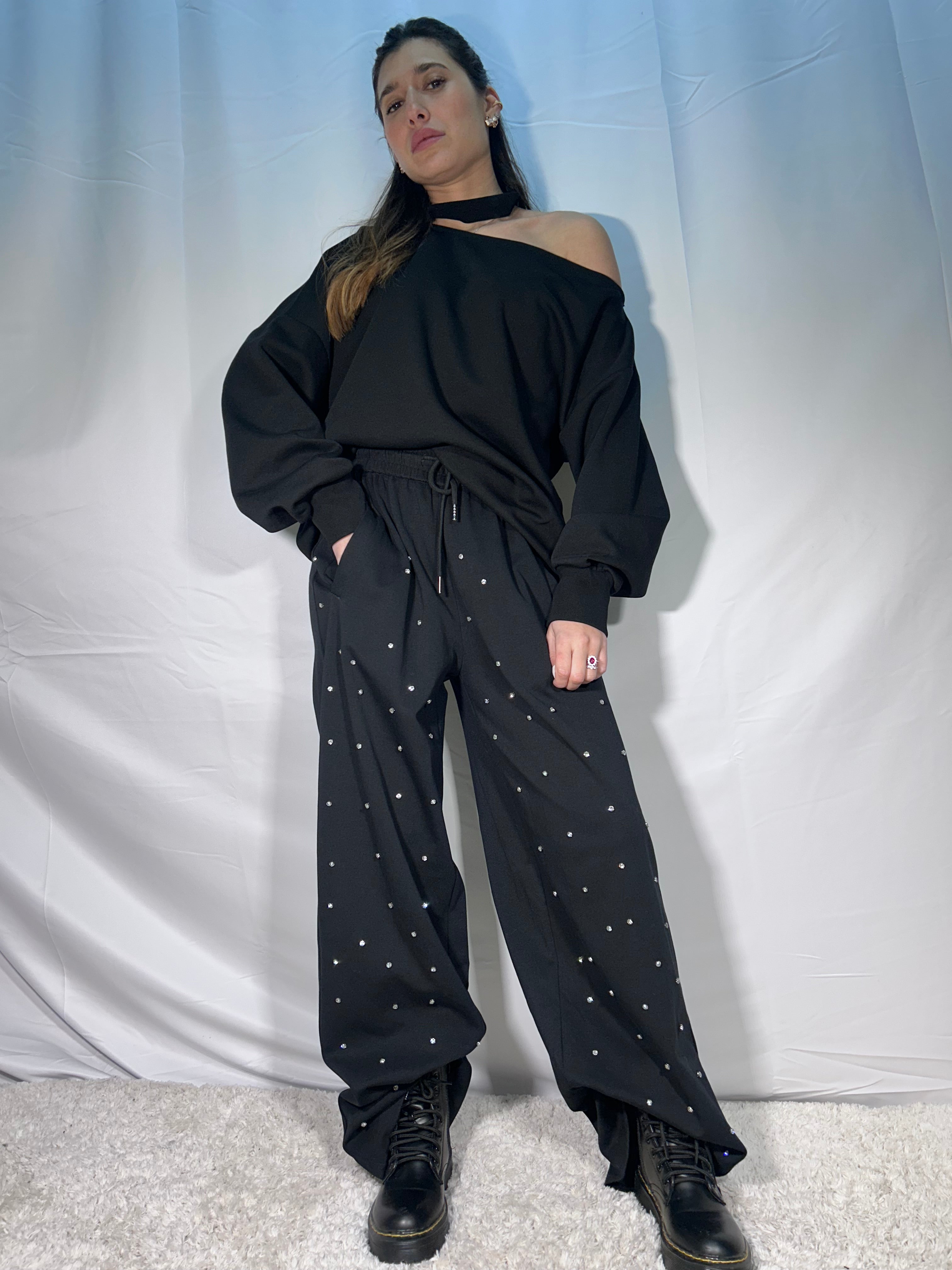 Pantalone con applicazioni Lumina