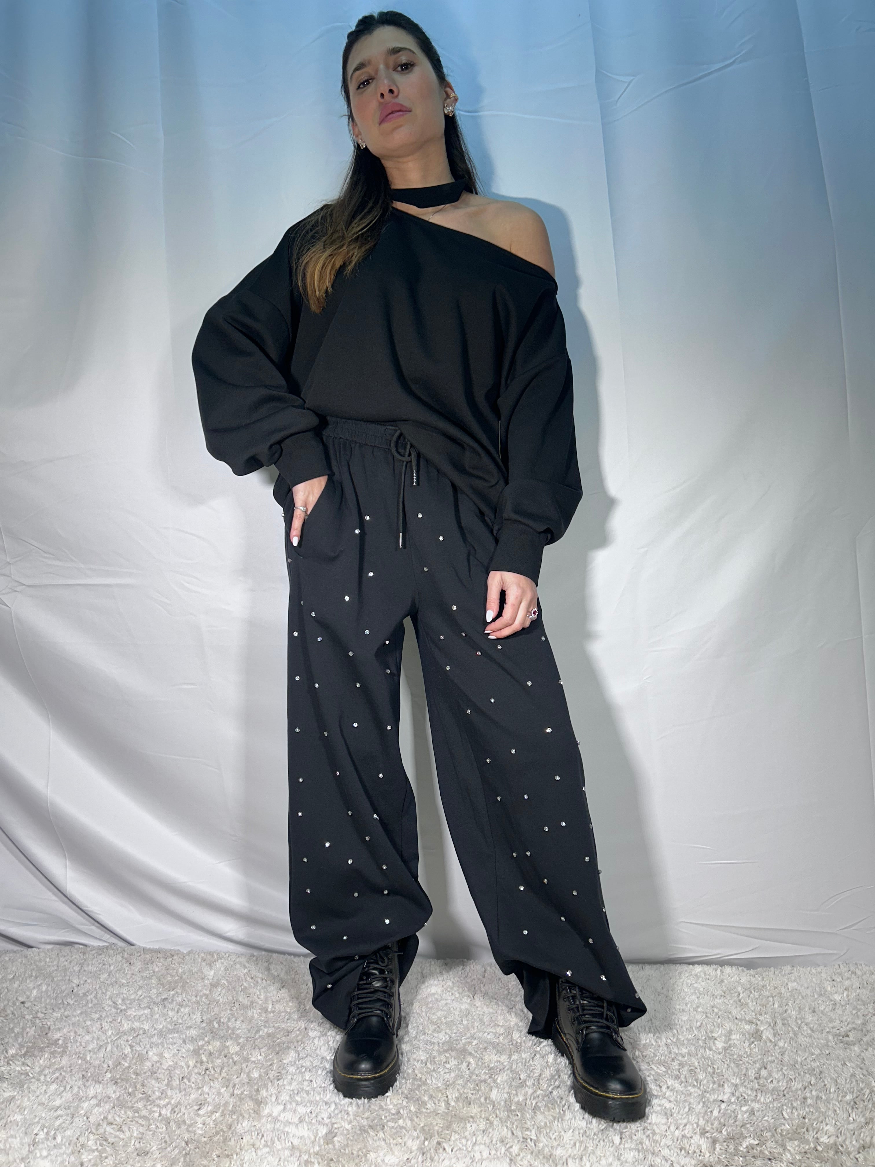 Pantalone con applicazioni Lumina