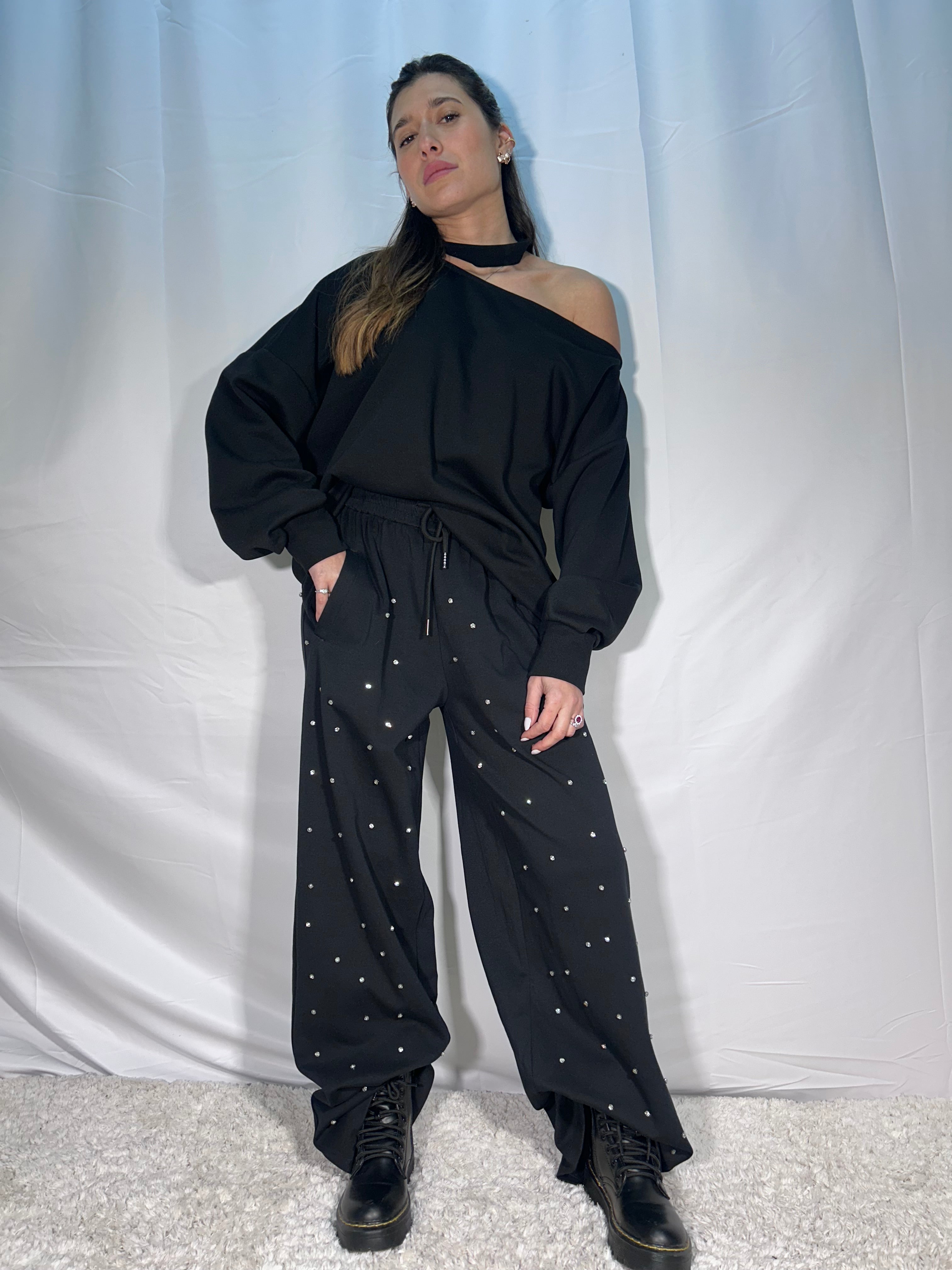 Pantalone con applicazioni Lumina