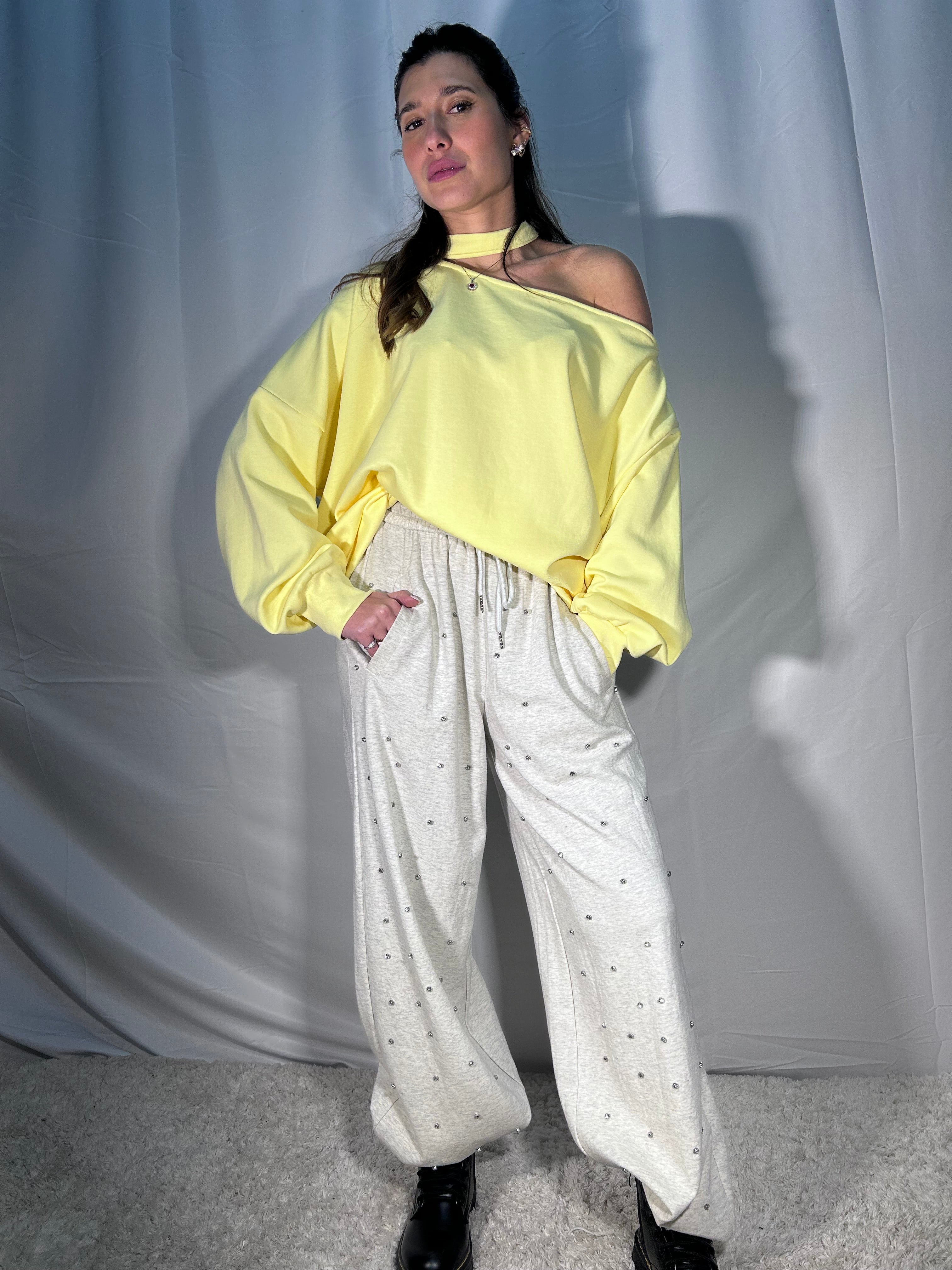 Pantalone con applicazioni Lumina